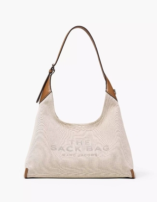 The Leather-Trim Canvas Belted Sack Bag beige/argan oil